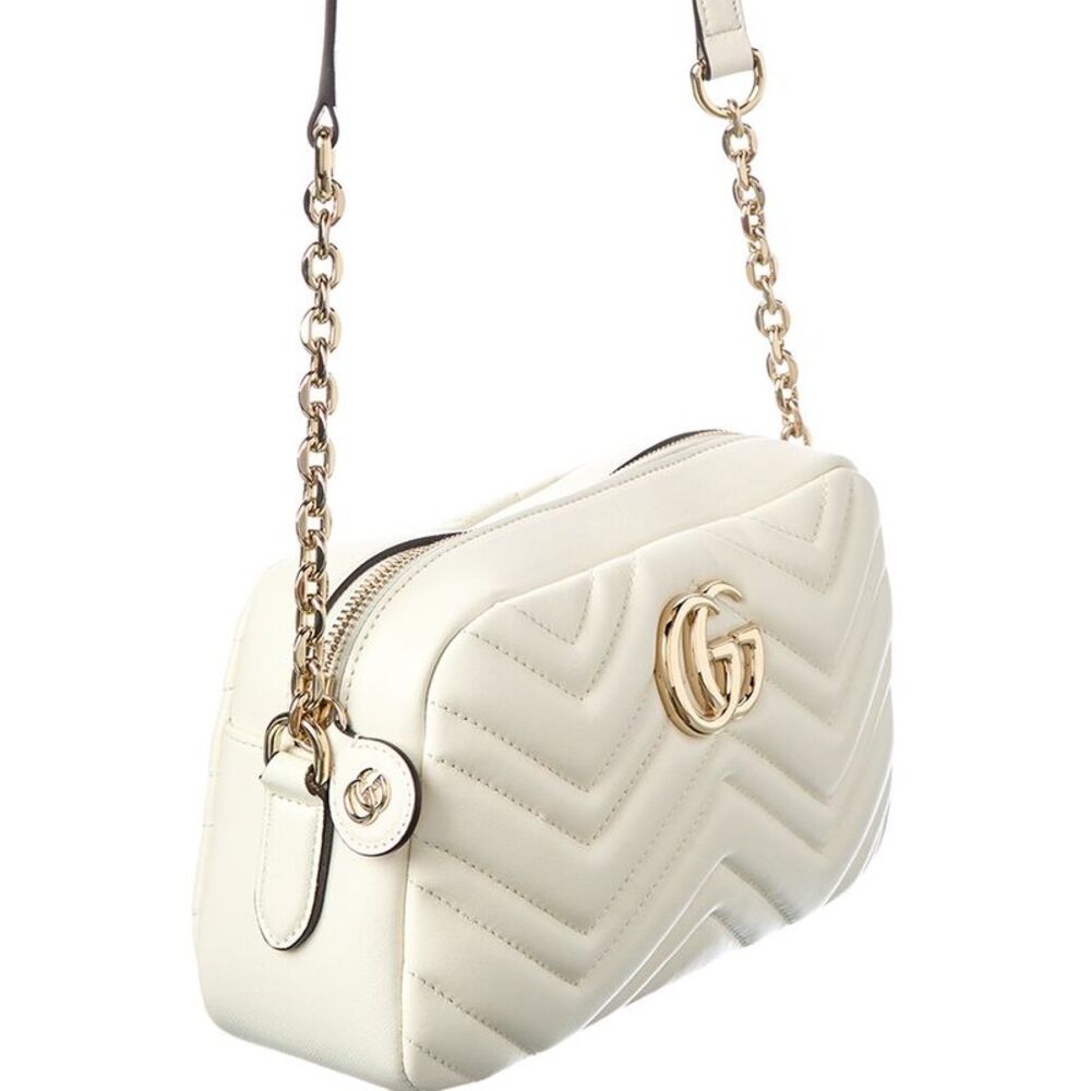 Gucci Gg Marmont Small Leather Camera Bag, White - Picture 3 of 4